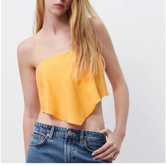 NWT Zara Satin Effect Bow Tie Back Bandana Crop Top - Picture 4 of 10